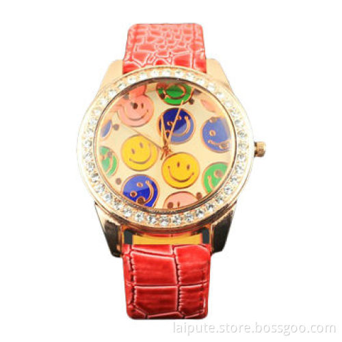 Beautiful Girls' Watch with Fashionable Dial and Leather Band, Nice Gift WatchNew